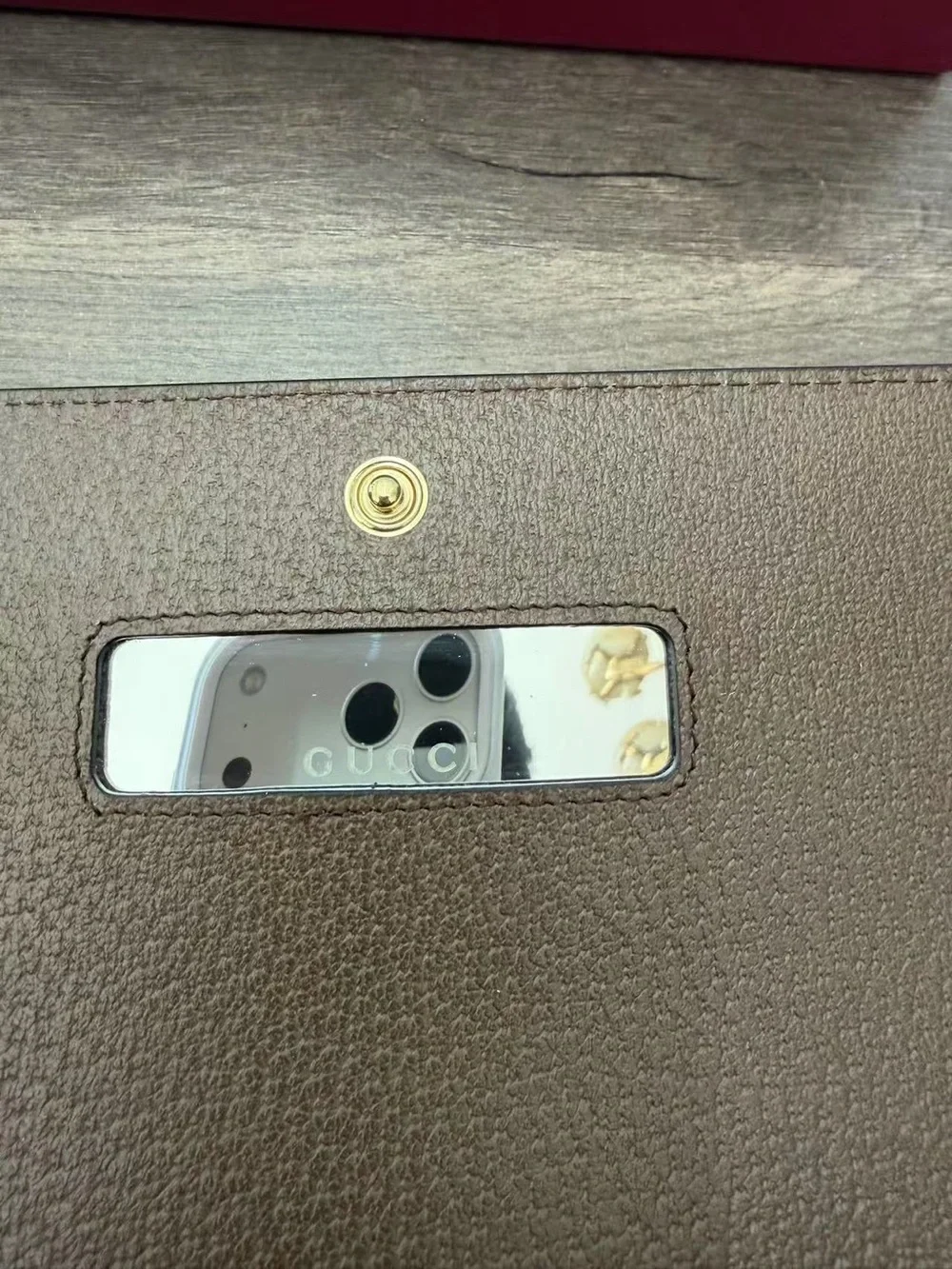 Gucci Beige GG Supreme Wallet-On-Chain with Green & Red Stripe
